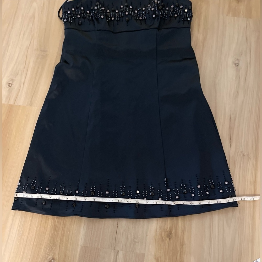 Elegant Navy Blue Beaded Dress OLEG CASSINI size 14 NTG - Picture 14 of 14